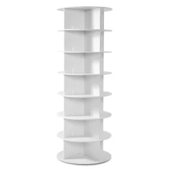 VEVOR 7 Tiers Rotating Shoe Rack Tower, 360° Spinning Shoe Rack, Revolving Storage Round Carousel Display, Freestanding Lazy Susan Organizer Display for Bedroom, Living Room, Entryway, Closet, White