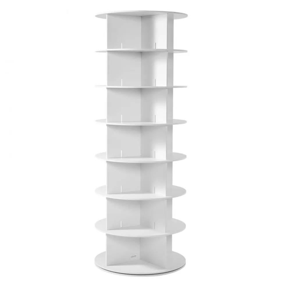 VEVOR 7 Tiers Rotating Shoe Rack Tower, 360° Spinning Shoe Rack, Revolving Storage Round Carousel Display, Freestanding Lazy Susan Organizer Display for Bedroom, Living Room, Entryway, Closet, White