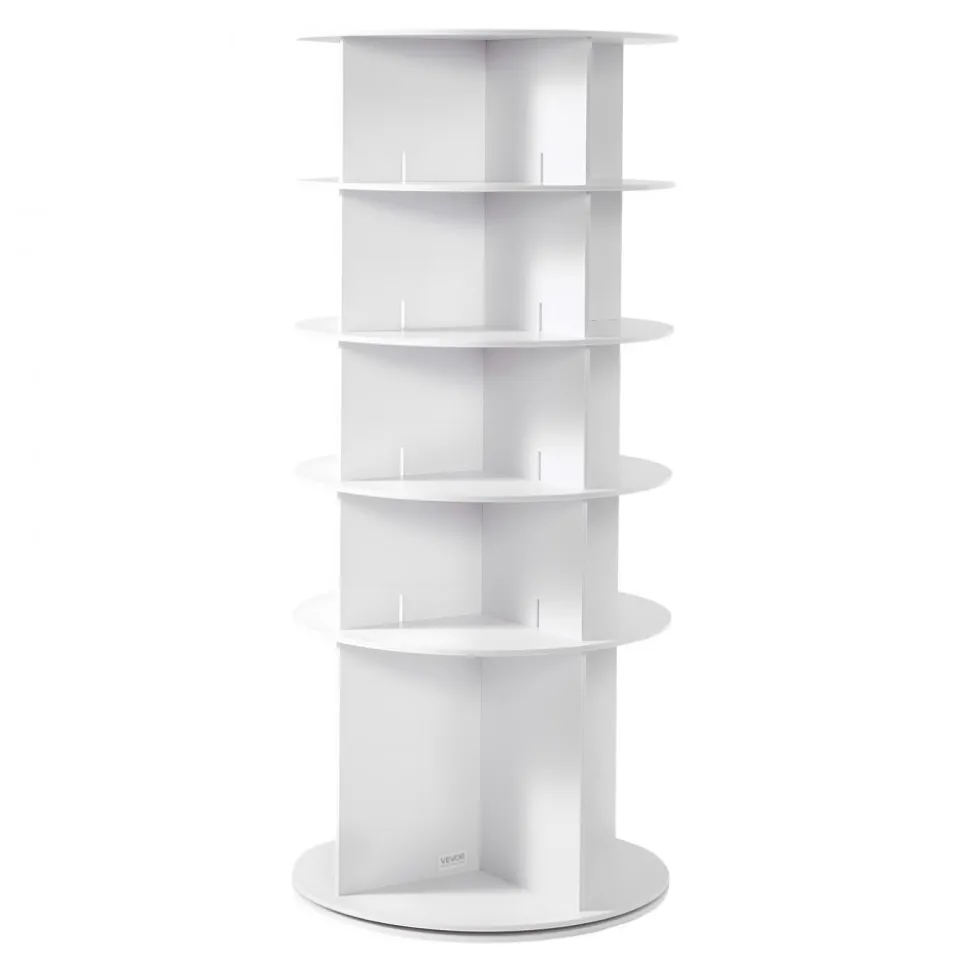 VEVOR 5 Tiers Rotating Shoe Rack Tower, 360° Spinning Shoe Rack, Revolving Storage Round Carousel Display, Freestanding Lazy Susan Organizer Display for Bedroom, Living Room, Entryway, Closet, White