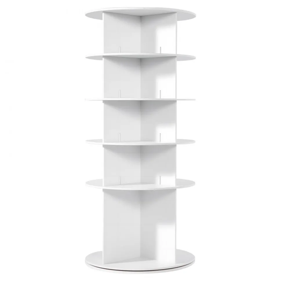 VEVOR 5 Tiers Rotating Shoe Rack Tower, 360° Spinning Shoe Rack, Revolving Storage Round Carousel Display, Freestanding Lazy Susan Organizer Display for Bedroom, Living Room, Entryway, Closet, White