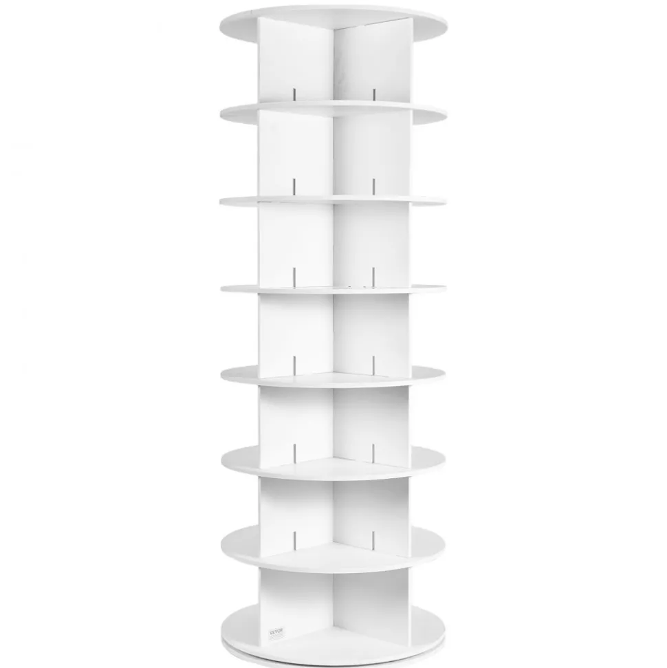 VEVOR 7 Tiers Rotating Shoe Rack Tower, 360°Spinning Shoe Display, Revolving Shoe Rack Storage Round Carousel, Lazy Susan Shoe Rack Organizer, Ideal for Bedroom, Living Room, Entryway, White