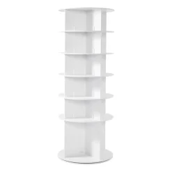 VEVOR 6 Tiers Rotating Shoe Rack Tower, 360° Spinning Shoe Rack, Revolving Storage Round Carousel Display, Freestanding Lazy Susan Organizer Display for Bedroom, Living Room, Entryway, Closet, White
