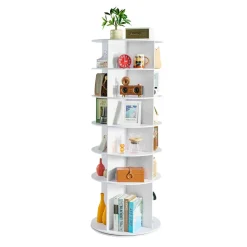 VEVOR 6 Tiers Rotating Shoe Rack Tower, 360° Spinning Shoe Rack, Revolving Storage Round Carousel Display, Freestanding Lazy Susan Organizer Display for Bedroom, Living Room, Entryway, Closet, White