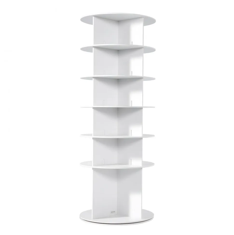 VEVOR 6 Tiers Rotating Shoe Rack Tower, 360° Spinning Shoe Rack, Revolving Storage Round Carousel Display, Freestanding Lazy Susan Organizer Display for Bedroom, Living Room, Entryway, Closet, White