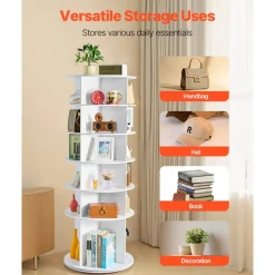 VEVOR 6 Tiers Rotating Shoe Rack Tower, 360° Spinning Shoe Rack, Revolving Storage Round Carousel Display, Freestanding Lazy Susan Organizer Display for Bedroom, Living Room, Entryway, Closet, White