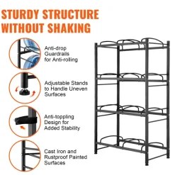 VEVOR 5 Tiers Water Jug Holder, 5 Gallon Water Bottle Holder, Double Row Water Bottle Rack for 10 Bottles, Heavy Duty Water Jug Rack for Kitchen, Office, Living Room, Silver Gray