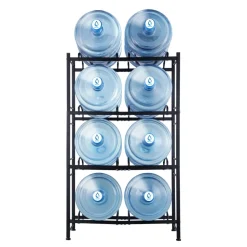 VEVOR 5 Tiers Water Jug Holder, 5 Gallon Water Bottle Holder, Double Row Water Bottle Rack for 10 Bottles, Heavy Duty Water Jug Rack for Kitchen, Office, Living Room, Silver Gray