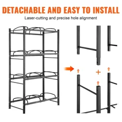 VEVOR 5 Tiers Water Jug Holder, 5 Gallon Water Bottle Holder, Double Row Water Bottle Rack for 10 Bottles, Heavy Duty Water Jug Rack for Kitchen, Office, Living Room, Silver Gray