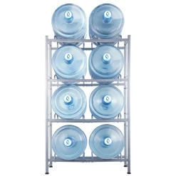 VEVOR 4 Tiers Water Jug Holder, 5 Gallon Water Bottle Holder, Double Row Water Bottle Rack for 8 Bottles, Heavy Duty Water Jug Rack for Kitchen, Office, Living Room, Silver