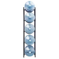 VEVOR 5 Tiers Water Jug Holder, 5 Gallon Water Bottle Holder, Single Row Water Bottle Rack for 5 Bottles, Heavy Duty Water Jug Rack for Kitchen, Office, Living Room, Black