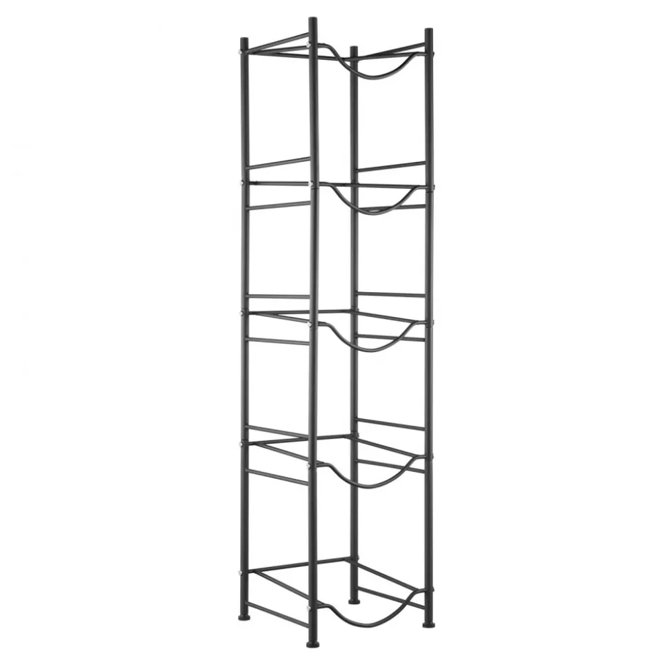 VEVOR 5 Tiers Water Jug Holder, 5 Gallon Water Bottle Holder, Single Row Water Bottle Rack for 5 Bottles, Heavy Duty Water Jug Rack for Kitchen, Office, Living Room, Black