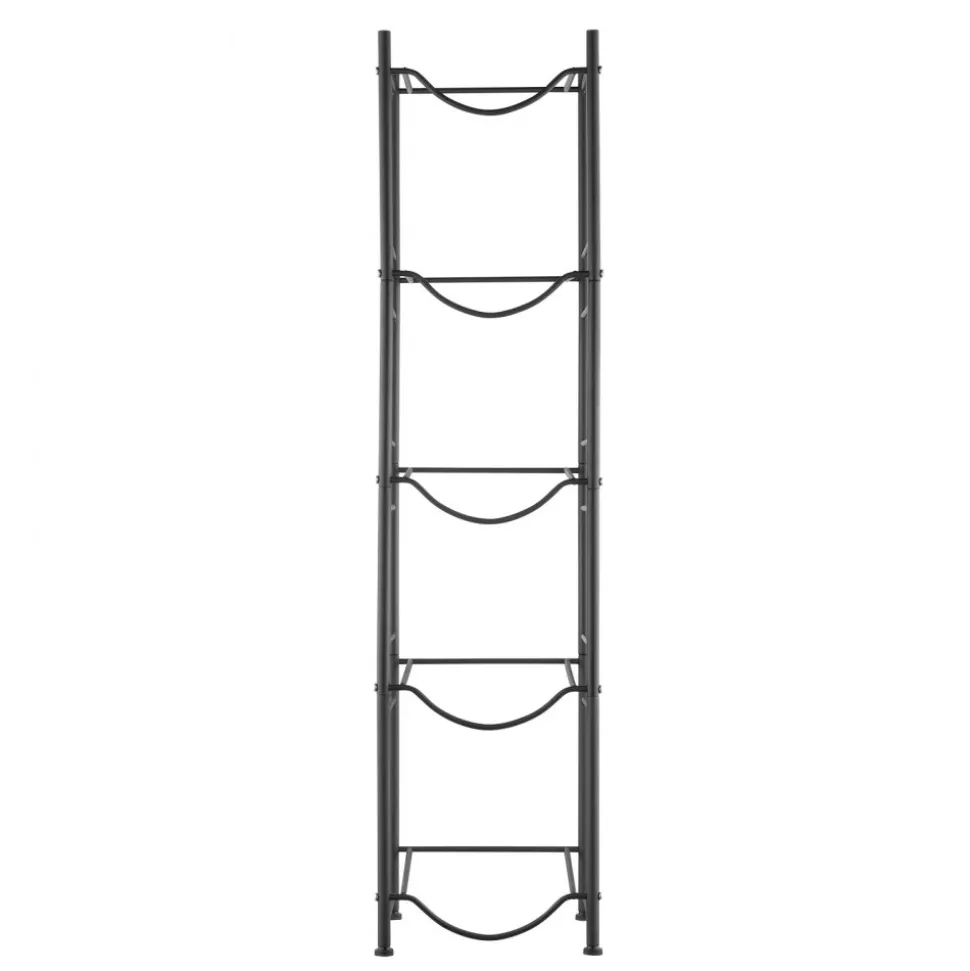 VEVOR 5 Tiers Water Jug Holder, 5 Gallon Water Bottle Holder, Single Row Water Bottle Rack for 5 Bottles, Heavy Duty Water Jug Rack for Kitchen, Office, Living Room, Black