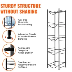 VEVOR 5 Tiers Water Jug Holder, 5 Gallon Water Bottle Holder, Single Row Water Bottle Rack for 5 Bottles, Heavy Duty Water Jug Rack for Kitchen, Office, Living Room, Black