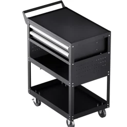 VEVOR 5-Tier Tool Cart with Wheels, 400 lbs Load Capacity, Rolling Work Cart with 2 Drawers & Pegboard, Mechanic Tool Storage Organizer with Locking System for Garage, Warehouse and Repair Shop, Black