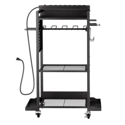 VEVOR 4-tier Tool Organizer Cart with Charging Station, 8 AC Outlet, Floor Stand Rolling Drill Holder and Tool Battery Storage Rack on Wheels, Garage Floor Rolling Storage Cart for Workshop, Garage