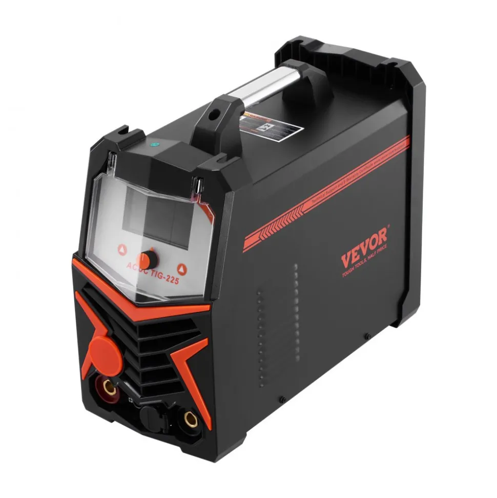 VEVOR TIG Welder, 225A 6-In-1 Aluminum Welding Machine (Large LED Display)- AC TIG/DC TIG/AC Pulse TIG/DC Pulse TIG/Spot TIG/MMA(Stick), 110&220V Dual Voltage Electric Welder with IGBT Inverter