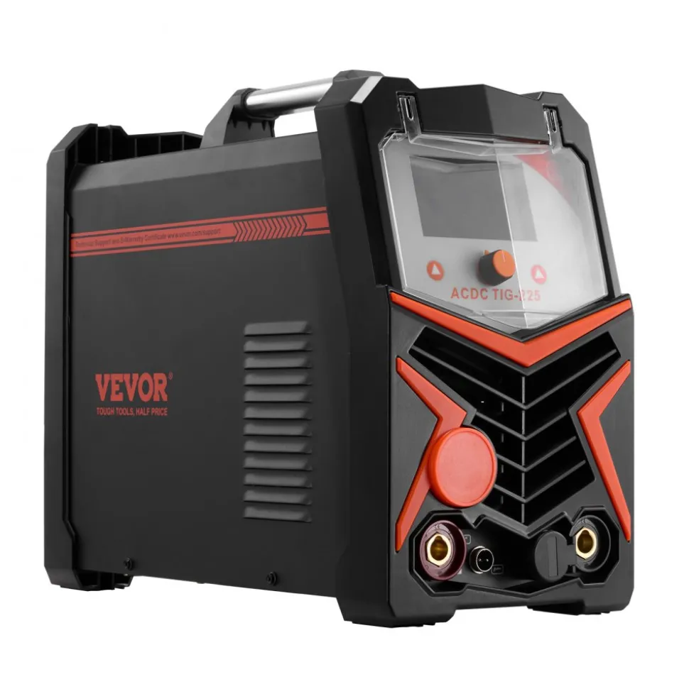 VEVOR TIG Welder, 225A 6-In-1 Aluminum Welding Machine (Large LED Display)- AC TIG/DC TIG/AC Pulse TIG/DC Pulse TIG/Spot TIG/MMA(Stick), 110&220V Dual Voltage Electric Welder with IGBT Inverter