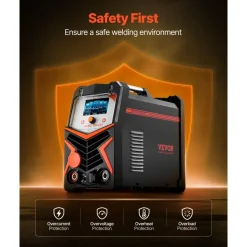 VEVOR TIG Welder, 225A 6-In-1 Aluminum Welding Machine (Large LED Display)- AC TIG/DC TIG/AC Pulse TIG/DC Pulse TIG/Spot TIG/MMA(Stick), 110&220V Dual Voltage Electric Welder with IGBT Inverter
