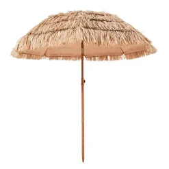 VEVOR Tiki Umbrella, 6 ft Thatched Patio Umbrella with Tilt, Hawaiian Style Beach Parasol with Durable PP Thatch and 8 Metal Ribs, Grass Pool Umbrellas for Beach, Patio, Poolside, Backyard & Garden