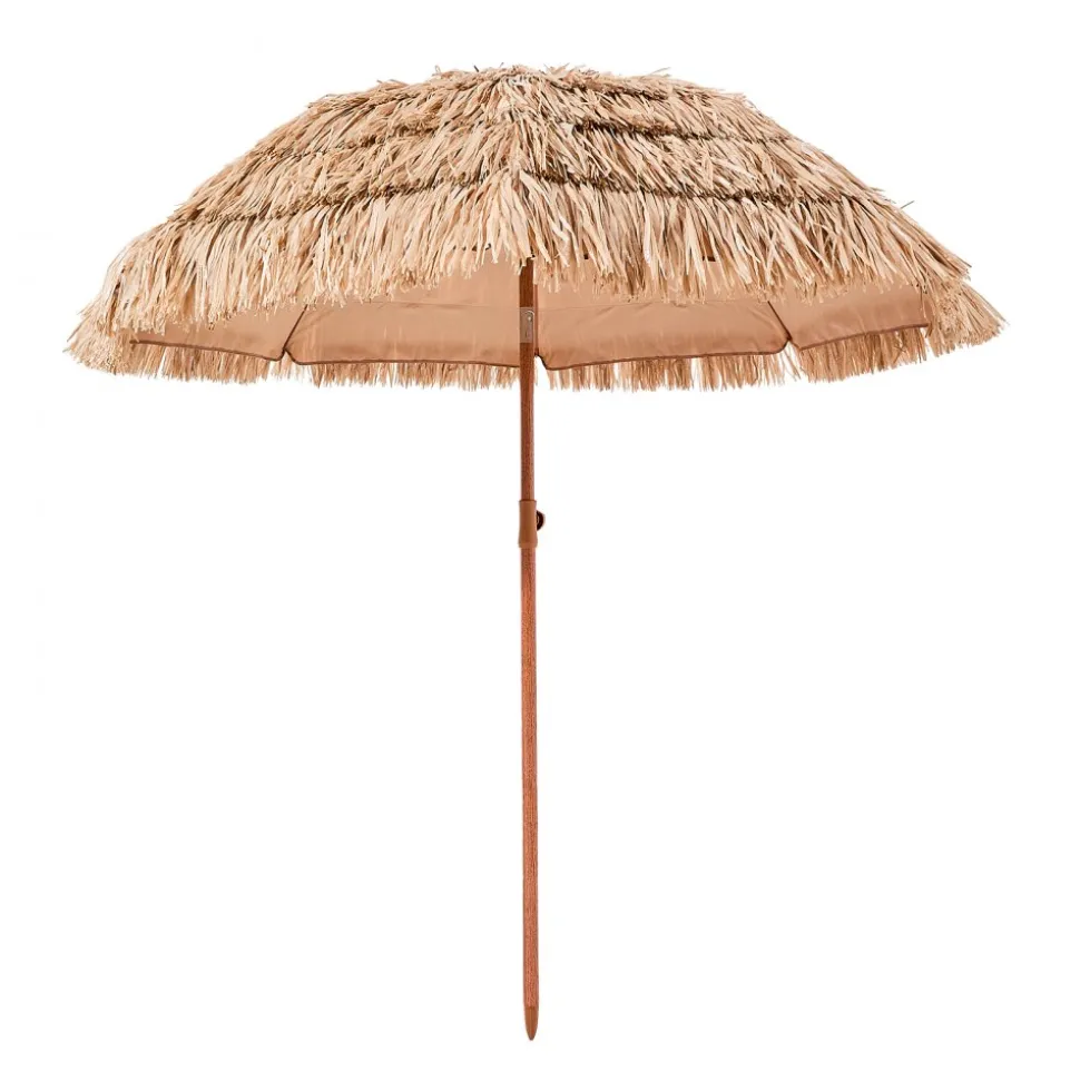 VEVOR Tiki Umbrella, 6 ft Thatched Patio Umbrella with Tilt, Hawaiian Style Beach Parasol with Durable PP Thatch and 8 Metal Ribs, Grass Pool Umbrellas for Beach, Patio, Poolside, Backyard & Garden