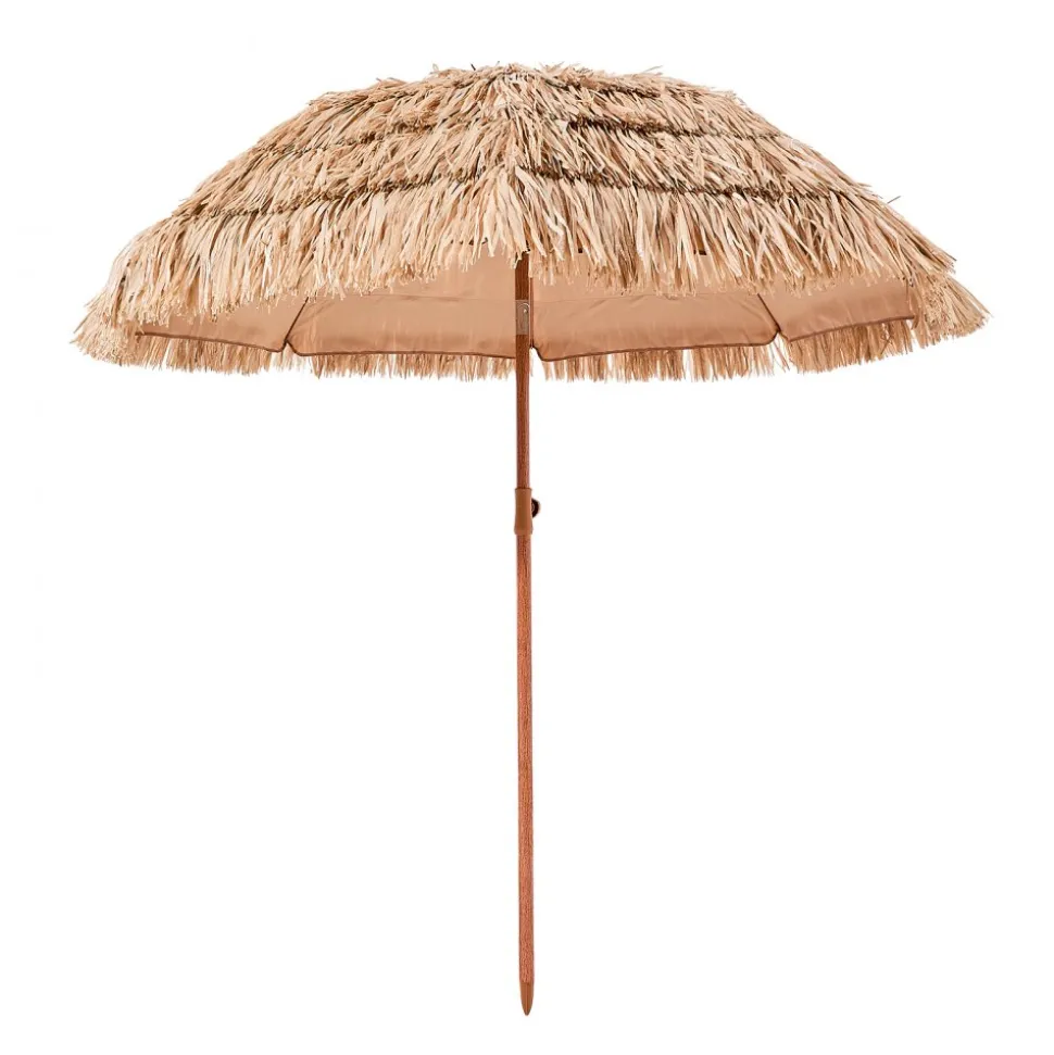 VEVOR Tiki Umbrella, 6 ft Thatched Patio Umbrella with Tilt, Hawaiian Style Beach Parasol with Durable PP Thatch and 8 Metal Ribs, Grass Pool Umbrellas for Beach, Patio, Poolside, Backyard & Garden