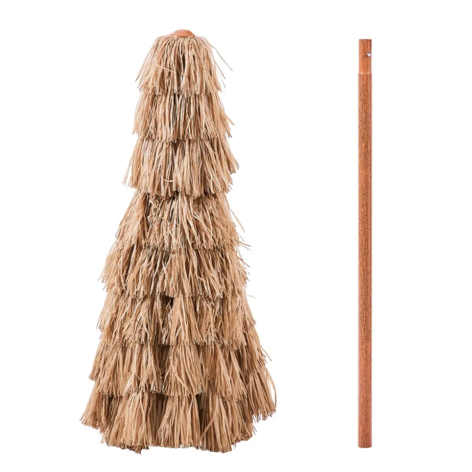VEVOR Tiki Umbrella, 9 ft Thatched Patio Umbrella with Tilt, 2-Tier Hawaiian Style Beach Parasol with PP Thatch and 8 Metal Ribs, Grass Pool Umbrellas for Beach, Patio, Poolside, Backyard & Garden
