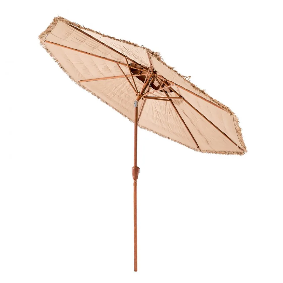 VEVOR Tiki Umbrella, 9 ft Thatched Patio Umbrella with Tilt, 2-Tier Hawaiian Style Beach Parasol with PP Thatch and 8 Metal Ribs, Grass Pool Umbrellas for Beach, Patio, Poolside, Backyard & Garden
