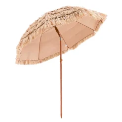 VEVOR Tiki Umbrella, 6.5 ft Thatched Patio Umbrella with Tilt, Hawaiian Style Beach Parasol with Durable PP Thatch and 8 Metal Ribs, Grass Pool Umbrellas for Beach, Patio, Poolside, Backyard & Garden