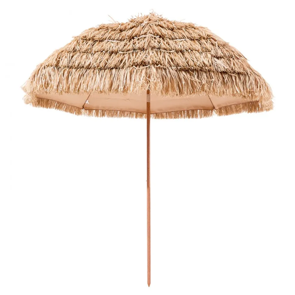 VEVOR Tiki Umbrella, 9 ft Thatched Patio Umbrella with Tilt, Hawaiian Style Beach Parasol with Durable PP Thatch and 8 Metal Ribs, Grass Pool Umbrellas for Beach, Patio, Poolside, Backyard & Garden