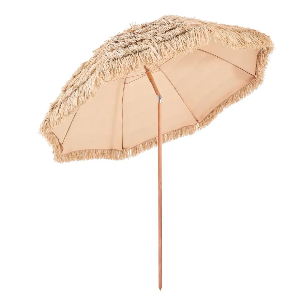 VEVOR Tiki Umbrella, 9 ft Thatched Patio Umbrella with Tilt, Hawaiian Style Beach Parasol with Durable PP Thatch and 8 Metal Ribs, Grass Pool Umbrellas for Beach, Patio, Poolside, Backyard & Garden