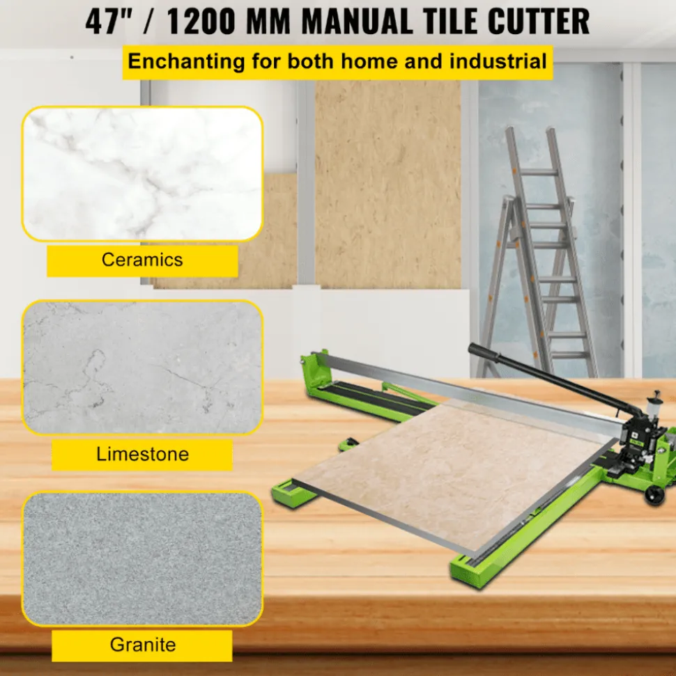 VEVOR Tile Cutter 47 Inch, Manual Tile Cutter All-Steel Frame,Tile Cutting Machine with Laser Guide and Bonus Spare Cutter,Tile Cutter Hand Tool for Precision Cutting Porcelain Ceramic Floor Tiles