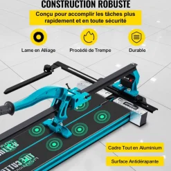 VEVOR Tile Cutter, 48 Inch Manual Tile Cutter, Tile Cutter Tools with Single Rail & Double Brackets, 3/5 in Cap with Precise Laser Guide, Snap Tile Cutter for Precision Cutting Porcelain Tiles Industr