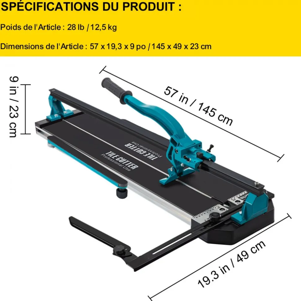 VEVOR Tile Cutter, 48 Inch Manual Tile Cutter, Tile Cutter Tools with Single Rail & Double Brackets, 3/5 in Cap with Precise Laser Guide, Snap Tile Cutter for Precision Cutting Porcelain Tiles Industr