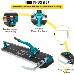 VEVOR Tile Cutter 31 Inch,Manual Tile Cutter Single Rail with Precise Laser Positioning, Alloy Cutter Wheel with Ergonomic Handle, Accurate Rulers, For Large Tile 0.24