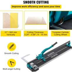 VEVOR Tile Cutter 31 Inch,Manual Tile Cutter Single Rail with Precise Laser Positioning, Alloy Cutter Wheel with Ergonomic Handle, Accurate Rulers, For Large Tile 0.24