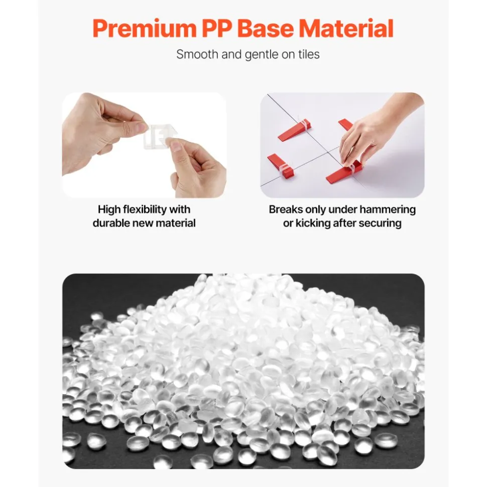 VEVOR Tile Leveling System Clips, 2200-Piece DIY Tile Leveler Spacers, 1/16"(1.5 mm) Tile Leveler Clips, Tile Leveling System Tile Installation Tools for Professional Ceramic Tile, Stone Installation