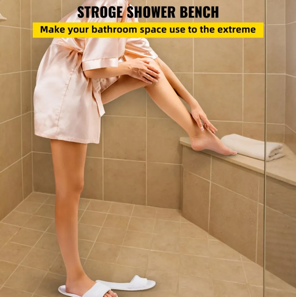 VEVOR Tile Shower Seat, 22.4" x 16" x 20" Ready to Tile Shower Seat, Factory Waterproof & 100% Leak Proof Tileable Shower Corner Seat, 440lbs Load-Bearing Triangular Board Shower Bench, Grey