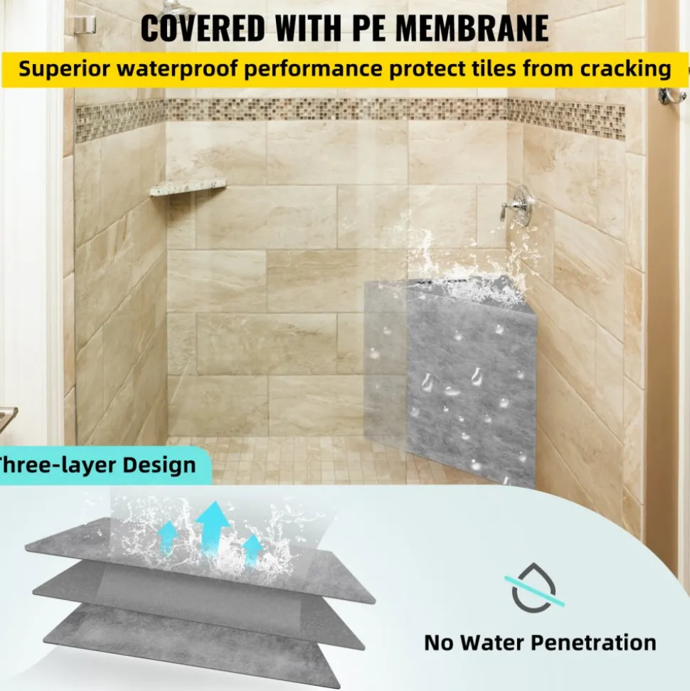 VEVOR Tile Shower Seat, 22.4" x 16" x 20" Ready to Tile Shower Seat, Factory Waterproof & 100% Leak Proof Tileable Shower Corner Seat, 440lbs Load-Bearing Triangular Board Shower Bench, Grey