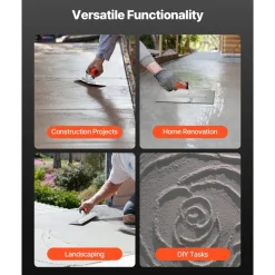 VEVOR Tile Tools, Stainless Steel Flat Finishing Trowel, 10.9 x 4.4 in Concrete Cement Drywall Plastering Tile Masonry Construction Hand Tools with Handle, for Apply, Spread, Flatten, Smooth, Polish