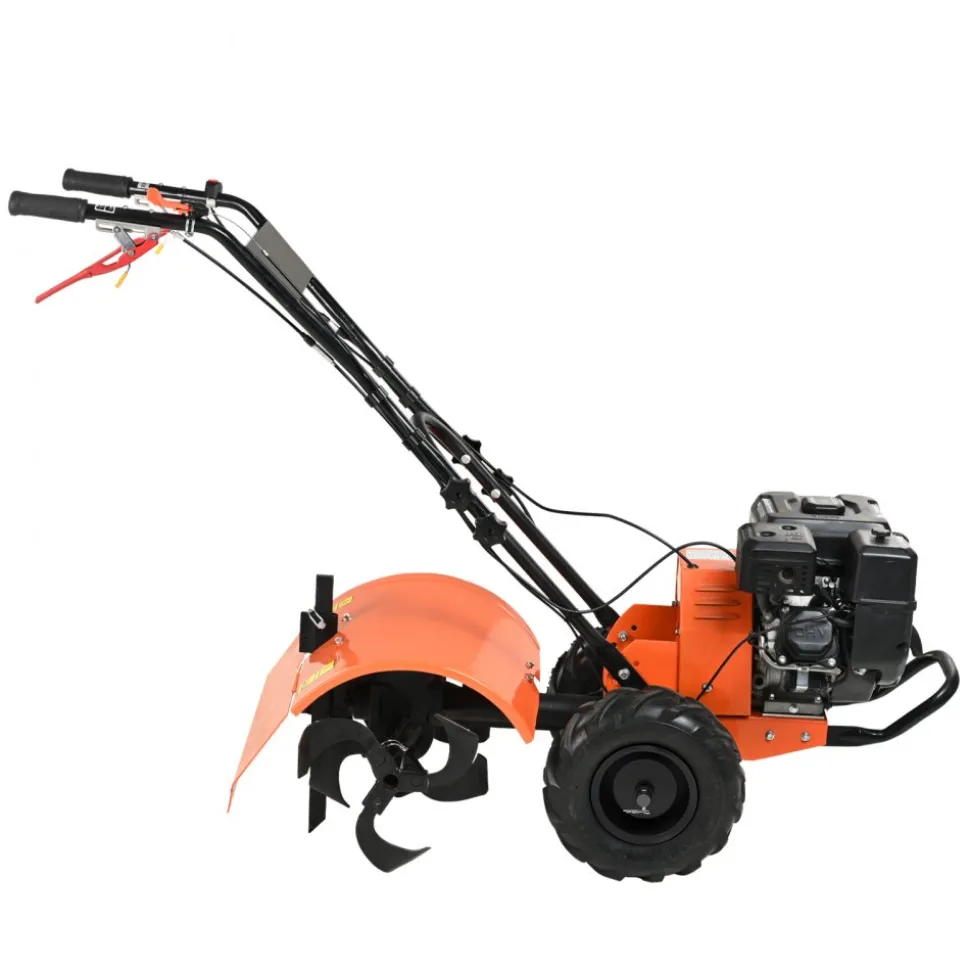 VEVOR Tiller Cultivator, 212CC 4-Stroke Garden Cultivator, Tiller with 4 Steel Adjustable Rear Tines for Lawn, Garden and Field Soil Cultivation