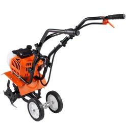 VEVOR Tiller Cultivator, 43CC 2-Stroke Garden Cultivator, Tiller with 4 Steel Adjustable Front Tines for Lawn, Garden and Field Cultivation