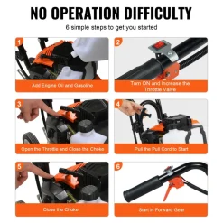VEVOR Tiller Cultivator, 43CC 2-Stroke Garden Cultivator, Tiller with 4 Steel Adjustable Front Tines for Lawn, Garden and Field Cultivation