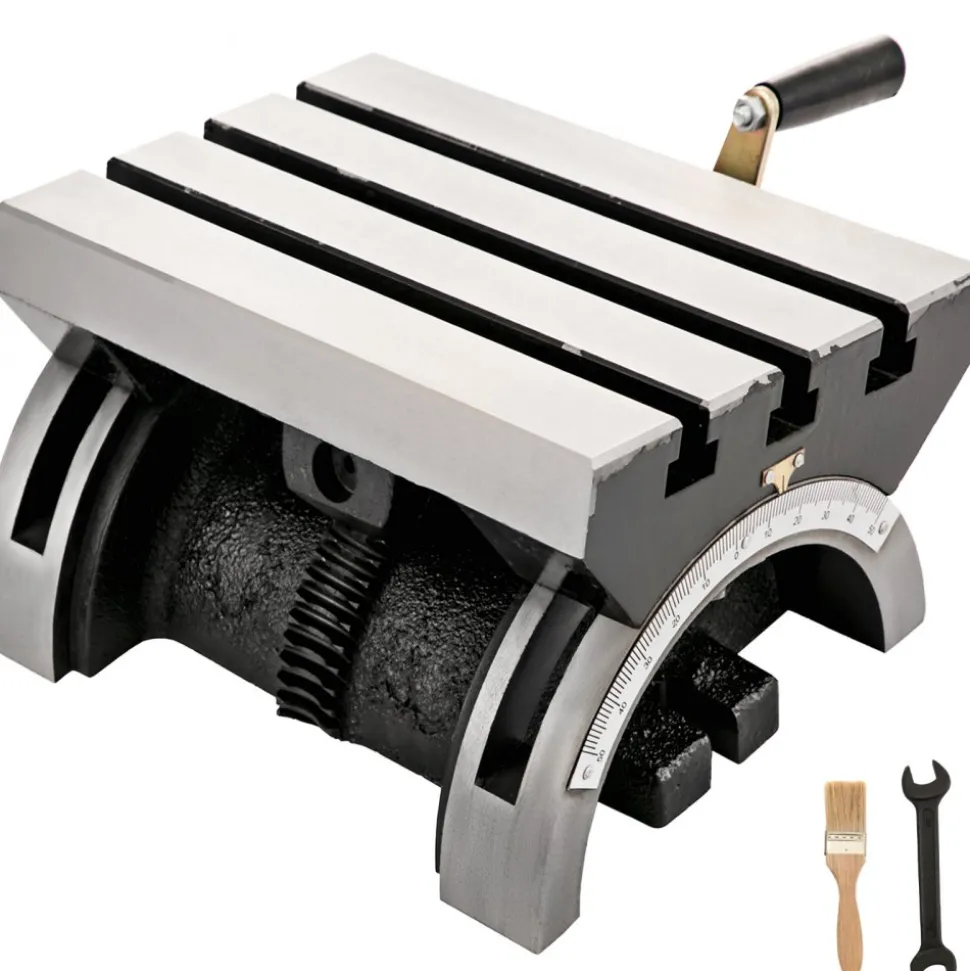 VEVOR Tilting Milling Table 10x7inch Tilting Angle Milling Machine 0-90°Adjustable Swivel Angle Plate with 3 T-slots and an Adjustable Crank Handle Heavy Duty Tilting Milling Machine for Grinding