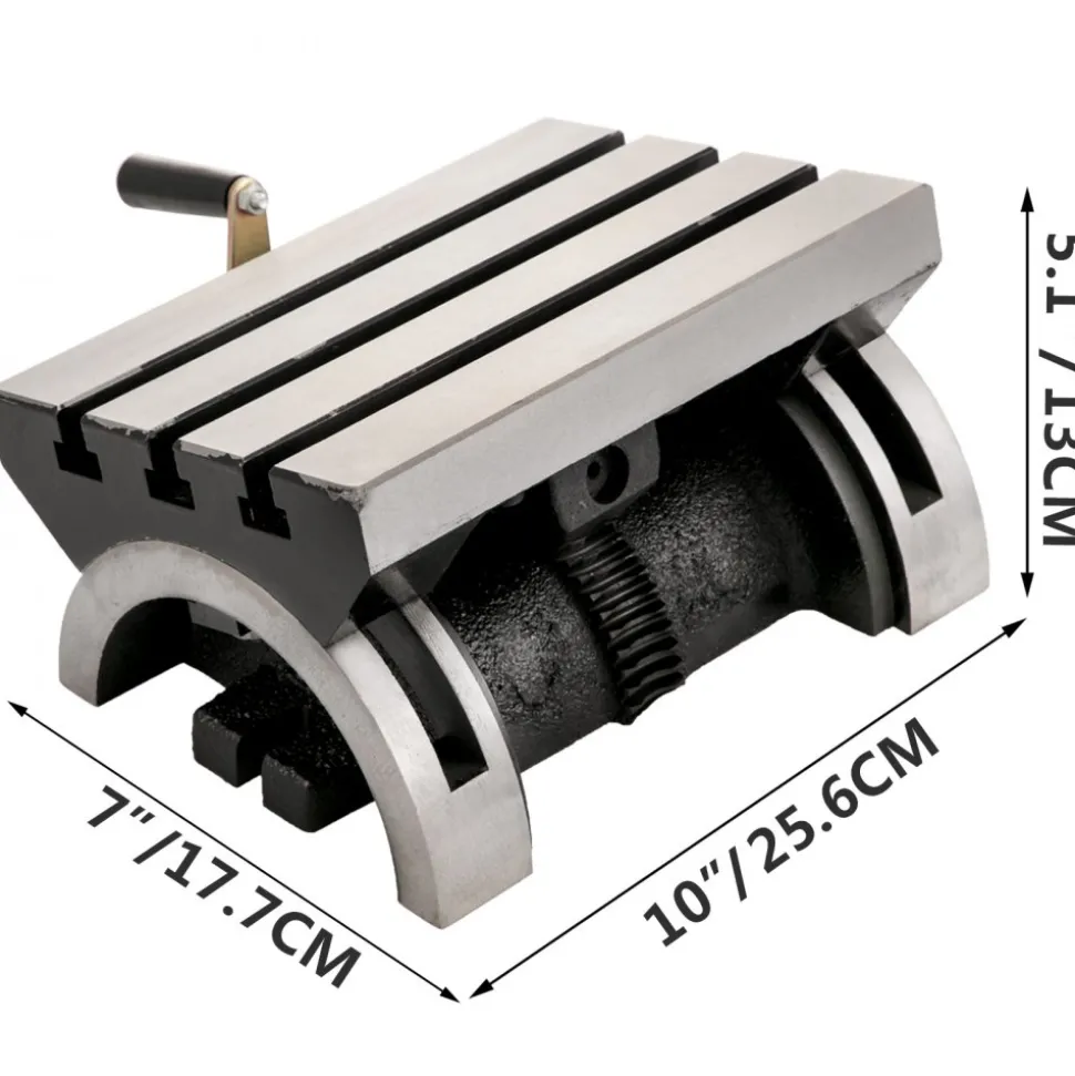 VEVOR Tilting Milling Table 10x7inch Tilting Angle Milling Machine 0-90°Adjustable Swivel Angle Plate with 3 T-slots and an Adjustable Crank Handle Heavy Duty Tilting Milling Machine for Grinding