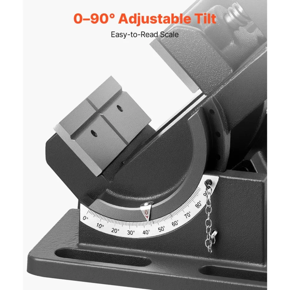 VEVOR Tilting Vise, 4.25 Inch Jaw Width, Portable Drill Press Bench Vise, 0–90° Adjustable Tilt, Durable Cast Iron Construction, Workbench Vice for Woodworking, for Benchtops and Drill Presses, Black