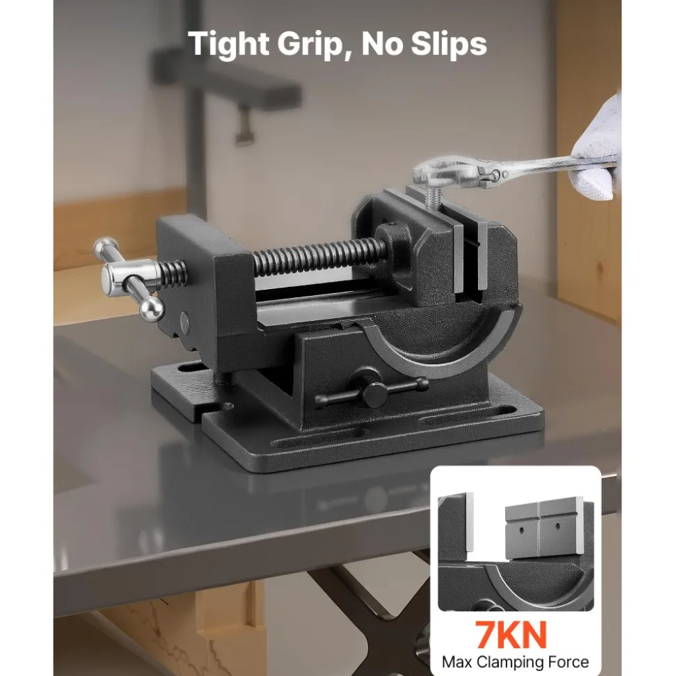 VEVOR Tilting Vise, 4.25 Inch Jaw Width, Portable Drill Press Bench Vise, 0–90° Adjustable Tilt, Durable Cast Iron Construction, Workbench Vice for Woodworking, for Benchtops and Drill Presses, Black