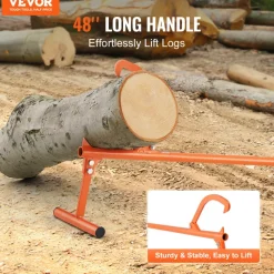 VEVOR Timberjack, 48 in, Heavy Duty Log Lifter with Metal Handle, Log Roller with Adjustable Cant Hook, Logging Tools Log Jack for Logs Ups to 15