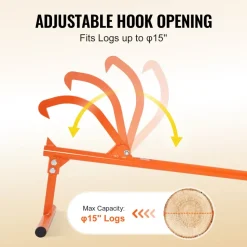 VEVOR Timberjack, 48 in, Heavy Duty Log Lifter with Metal Handle, Log Roller with Adjustable Cant Hook, Logging Tools Log Jack for Logs Ups to 15