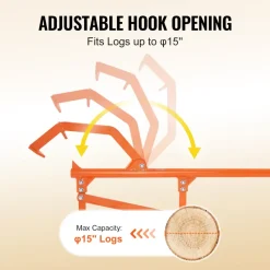 VEVOR Timberjack, 46.5 in, Heavy Duty Steel Log Lifter, Log Roller with Adjustable Cant Hook, Logging Tools Log Jack for Logs Ups to 15