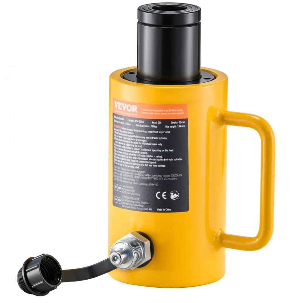 VEVOR 20T 2Inch Hydraulic Cylinder Jack Hollow Single Acting Hydraulic Ram Cylinder 50mm Hydraulic Lifting Cylinders (20T 2Inch Hollow)
